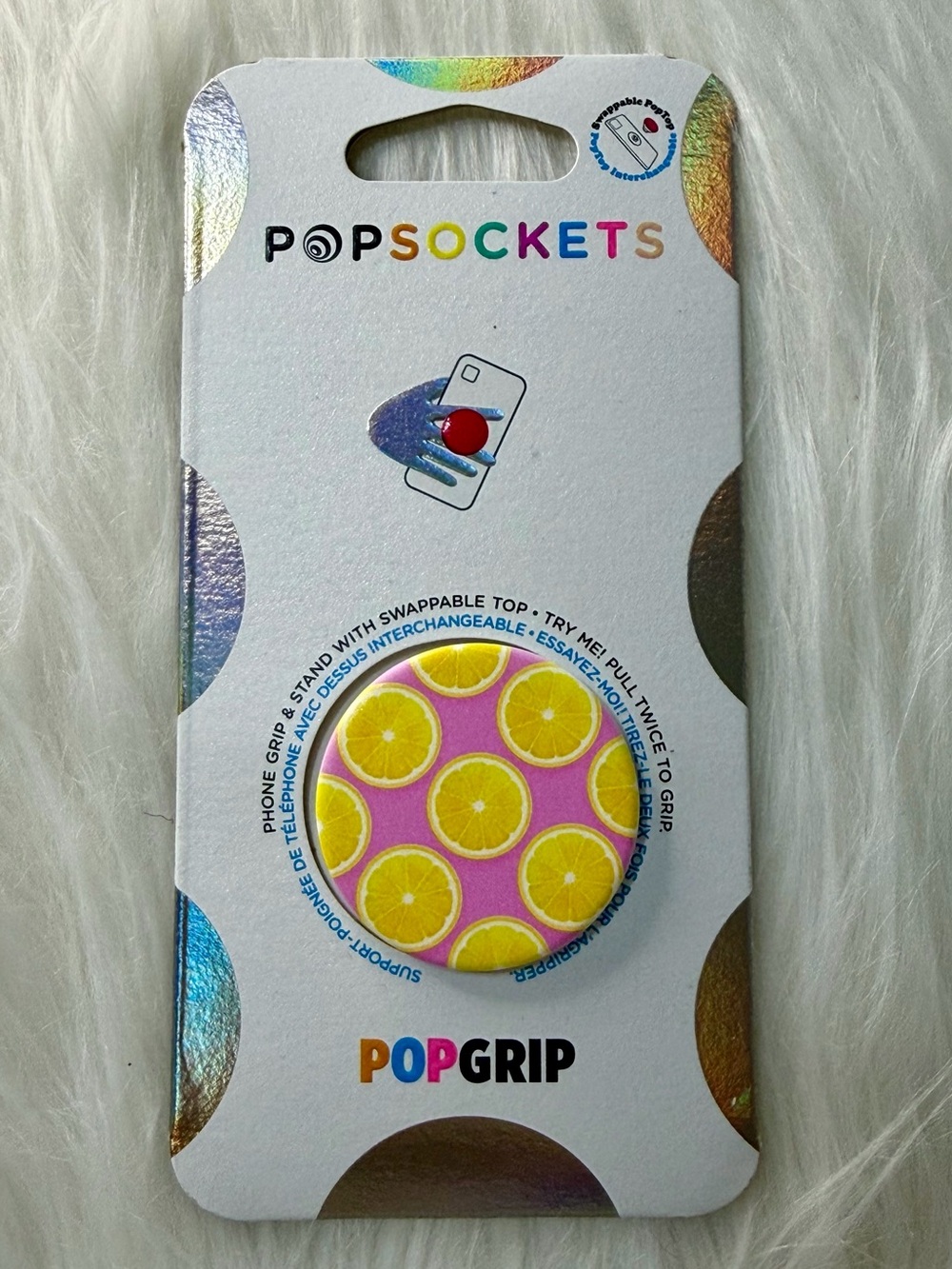 PopSockets PopGrip Yellow Lemon Slices on Pink